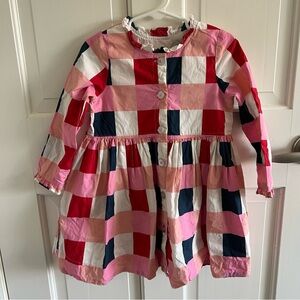 Pink Chicken Girls Autumn Dress - Navy Red Check Size 3Y